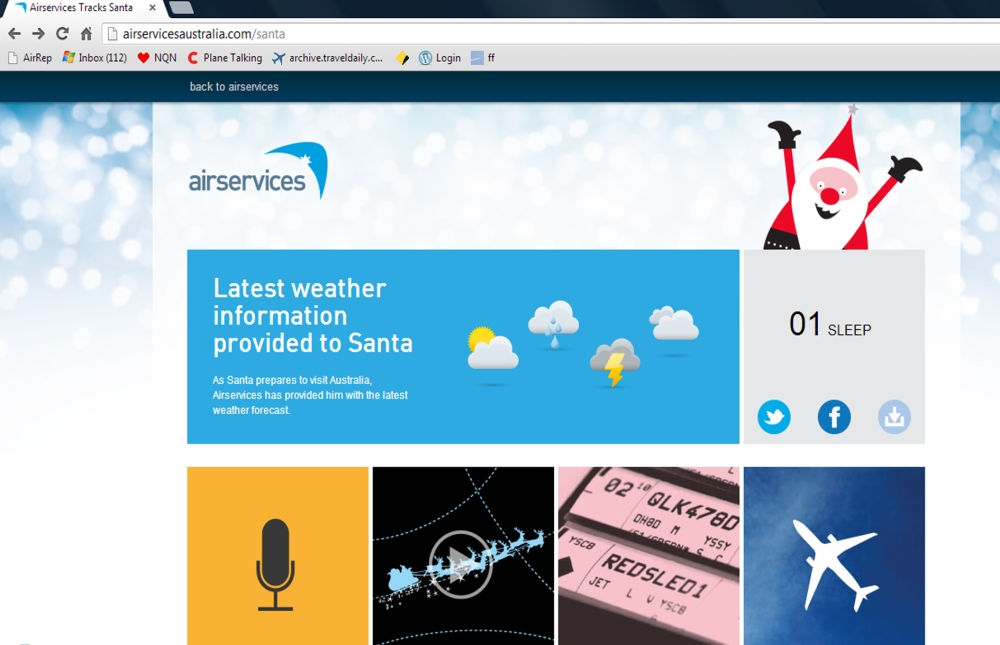 Airservices Australia Santa Website (Courtesy Air Services Austrralia)