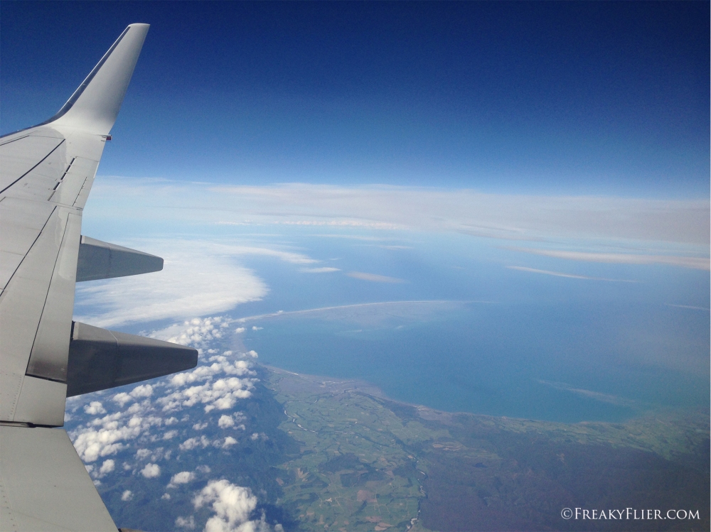 Departing over the coast of New Zealand